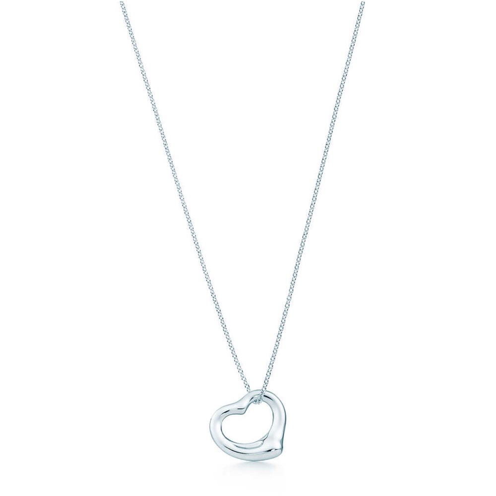 Tiffany & Co silver open heart pendant necklace